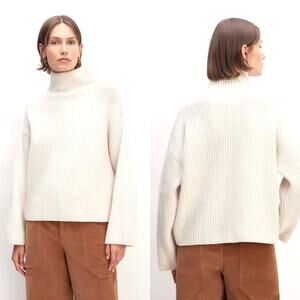 Everlane The Felted Merino Funnelneck Pullover Sweater Oatmeal Women XXS NWT